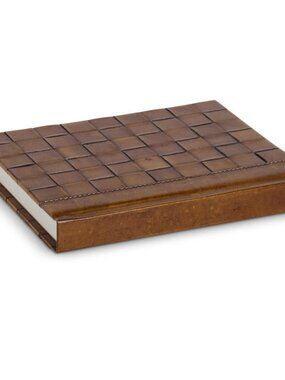 8.75 Inch Woven Tan Leather Sketch Book NEW